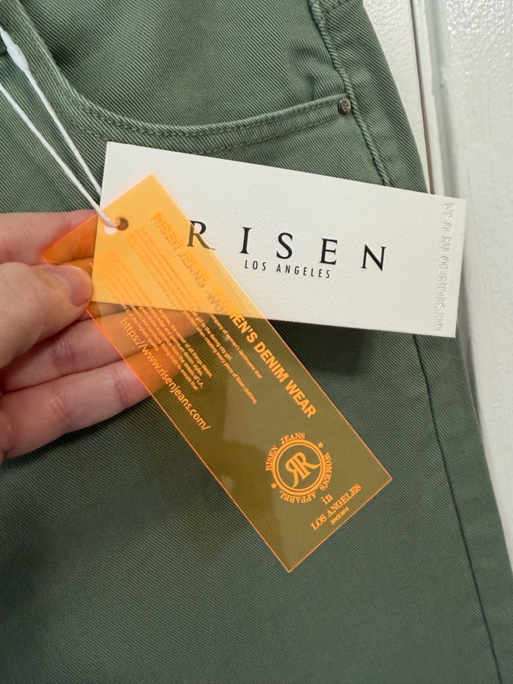 Sage Green Risen Straight Leg Jeans - Picture 3 of 10